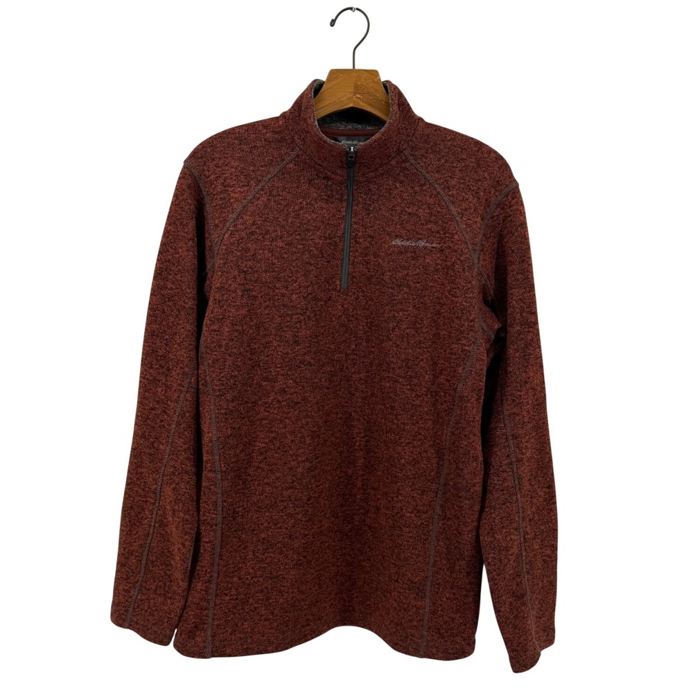 Eddie Bauer - Men's Rust Heather Quarter Zip Fleece Pullover - Medium - VGC‎